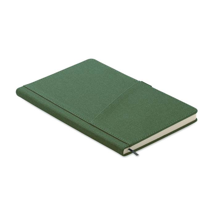 Carnet A5 publicitaire avec pochette Cinco Vert foncé